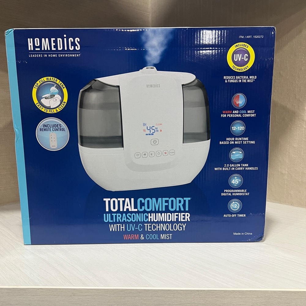 Total comfort Ultrasonic Homedics Humidifier w/ UV-C Technology & Remote Control